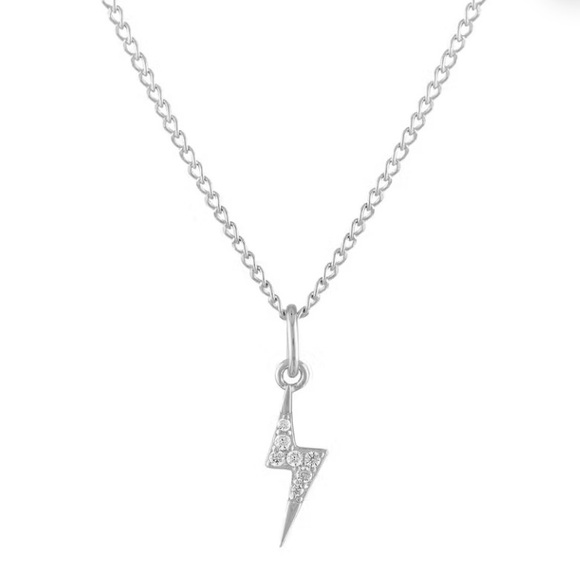 Maison Miru Sterling Silver Mini Lightning Bolt Pave Charm NEW - Picture 5 of 5